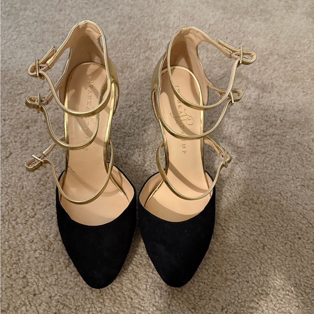 Ivanka Trump Black and Gold Heels
